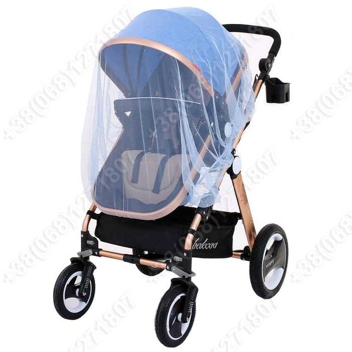 Москитная сетка на коляску универсальная москитка Розовая, Голубая