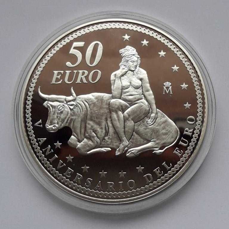 Іспанія 50 + 10 євро 2007 набір  Річниця введення Euro 5 років