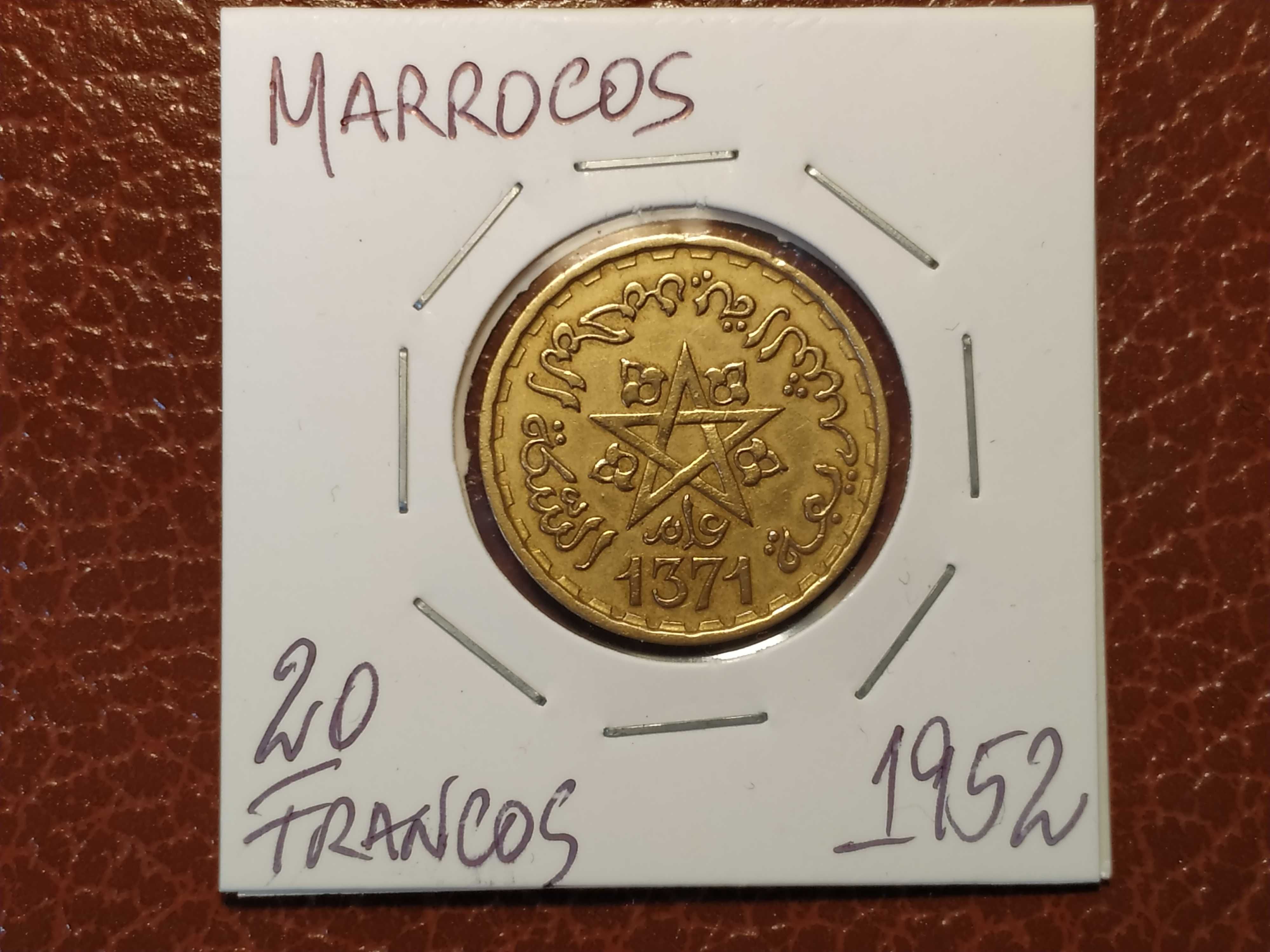 Marrocos - moeda de 20 francos de 1952 - Estrela