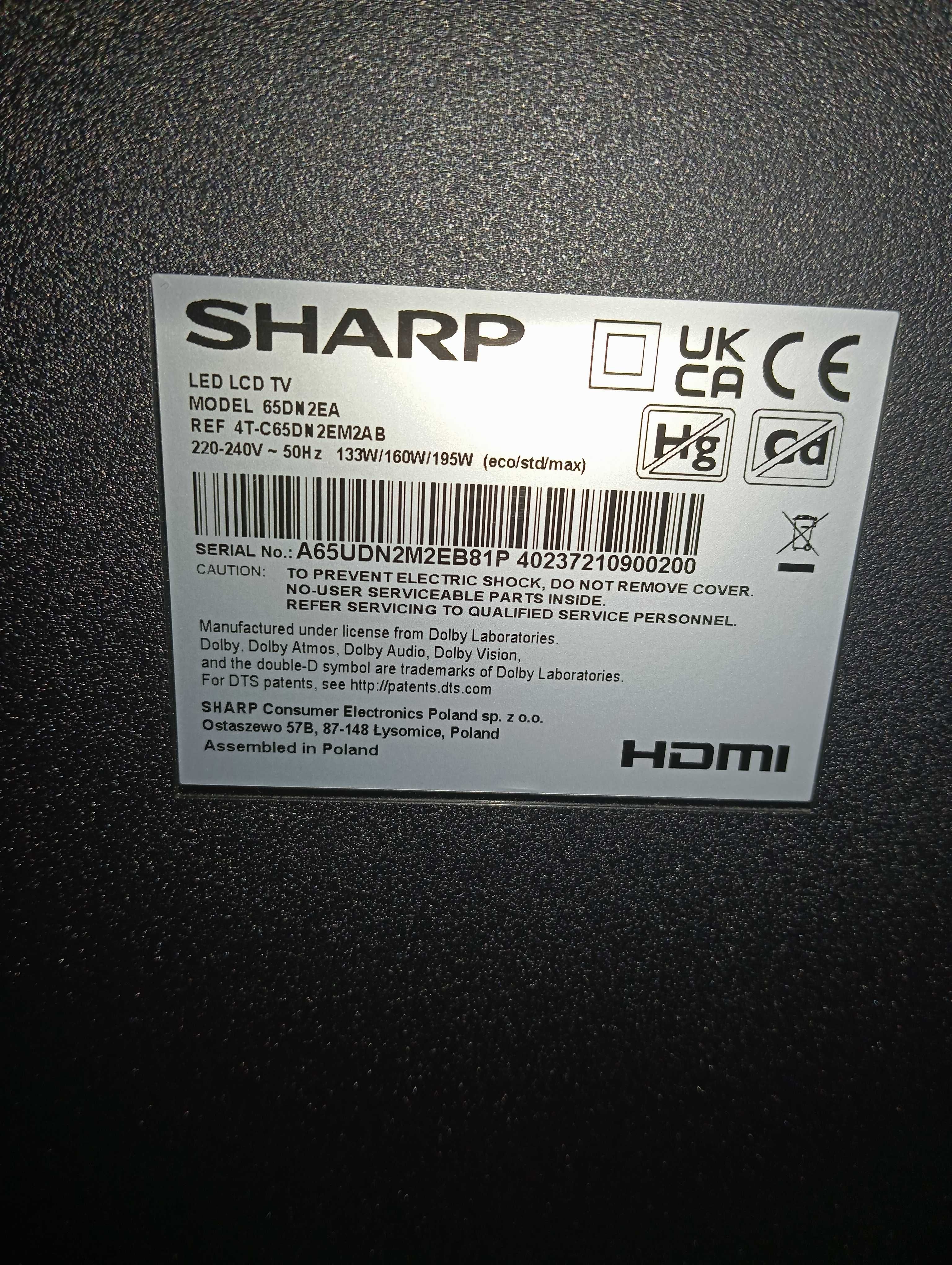 TV 65 CALI-SHARP-65DN2EA-4K-UltraHD HLG-HDR-Android TV-Bluetooth-Wi-Fi