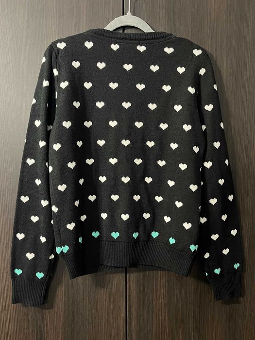 Czarny kardigan w serduszka Cropp XL walentynki
