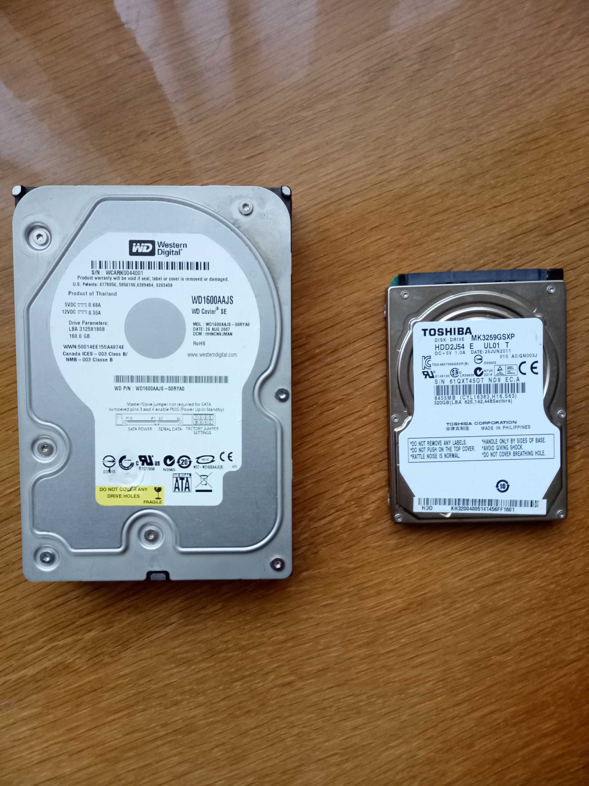 Жосткі диски на 160 GB, 320 GB, не робочі