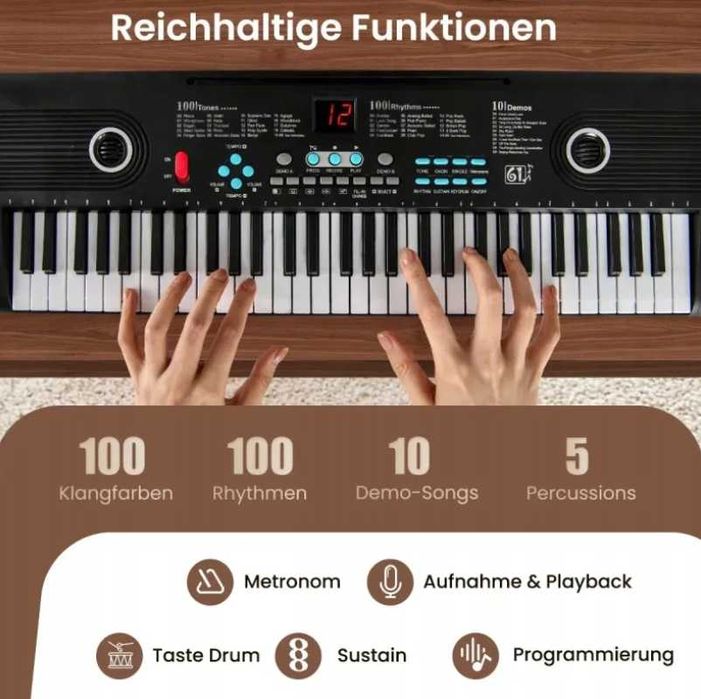 Klawiatura elektroniczna 61 klawiszy keyboard z mikrofonem i pokrowcem