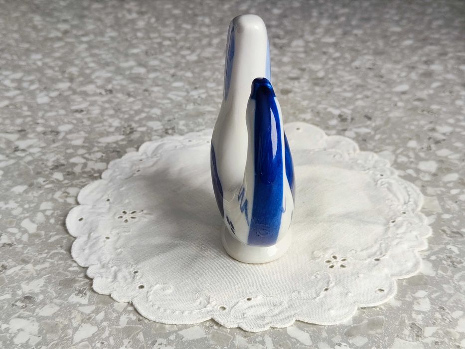 Figurka kurki kury ptak, kobalt, Gzhel/Gżel, USSR/ZSSR, lata 70-e