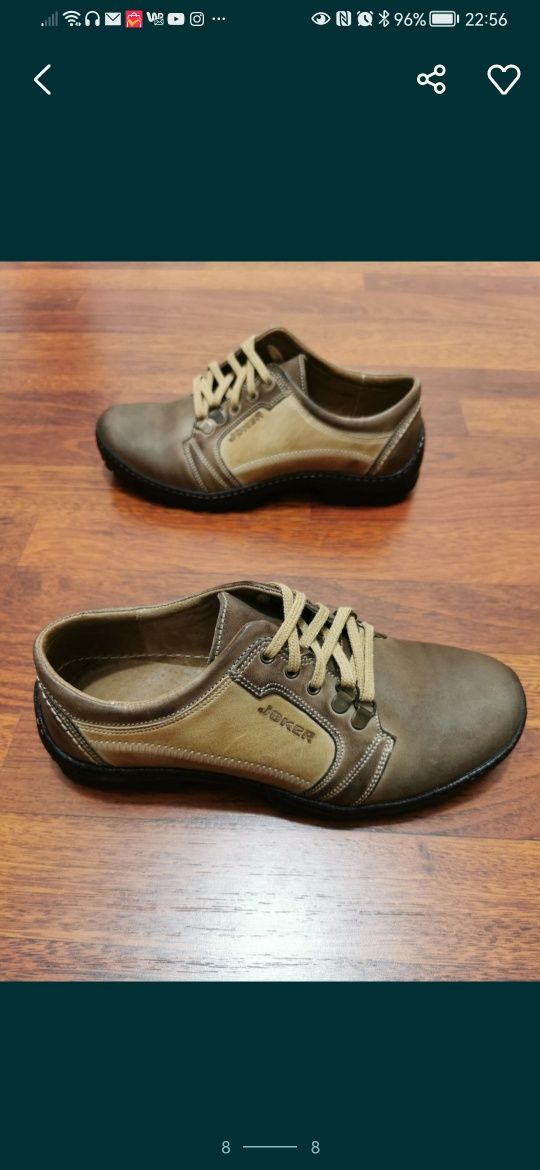 Jokery Skórzane Buty Męskie Lekkie Wygodne Rozmiar 43 Brąz