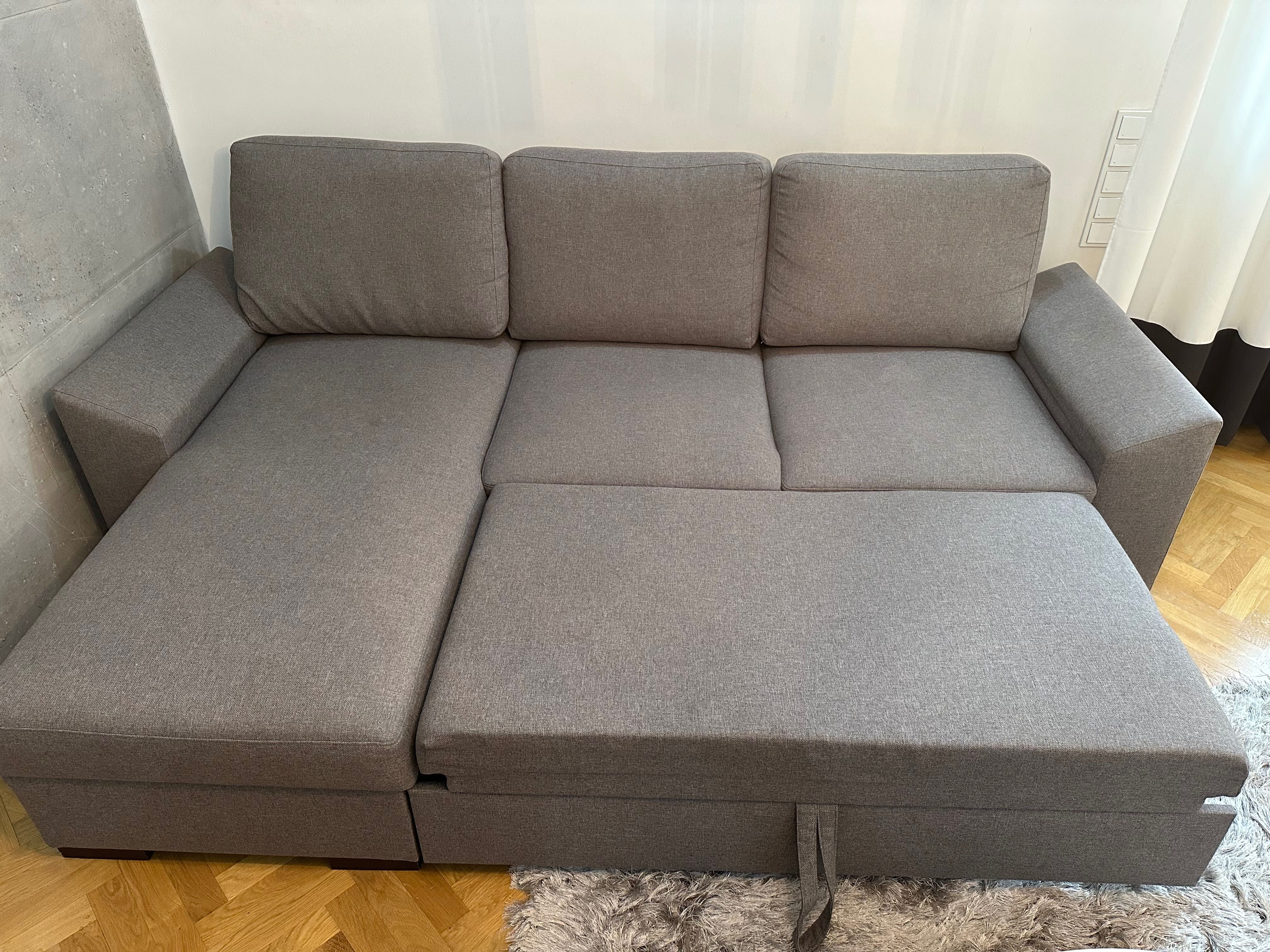 Sprzedam narożnik z funkcją spania - szary, rozkadany
