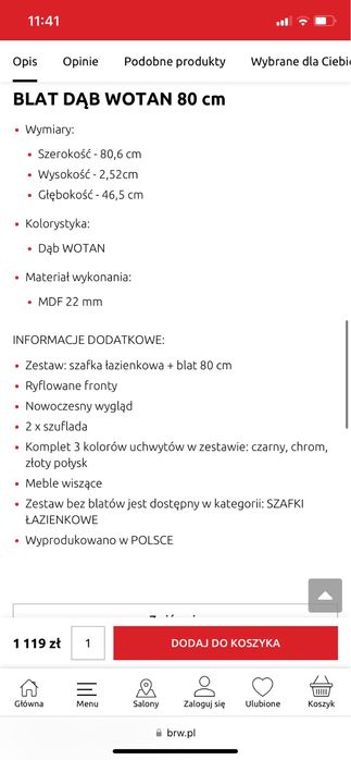 Szafka łazienkowa 80 cm czarny Ryflowany front, drewniany blat x 2