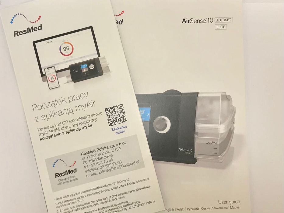 ResMed AirSense 10 Elite Aparat do BEZDECHU SENNEGO jak NOWY komplet