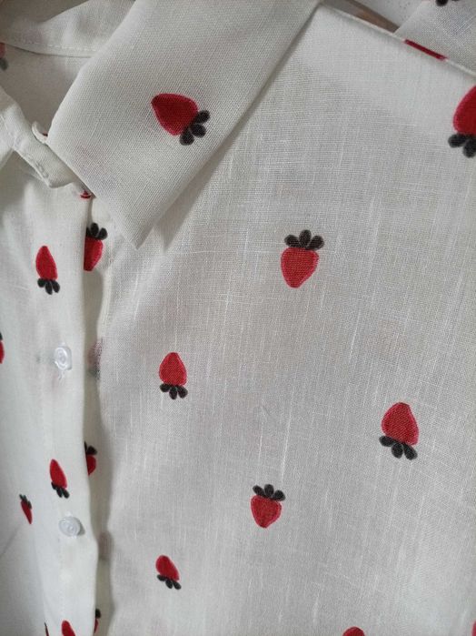 Nowa modna koszula damska oversize wiskoza truskawki wisienki