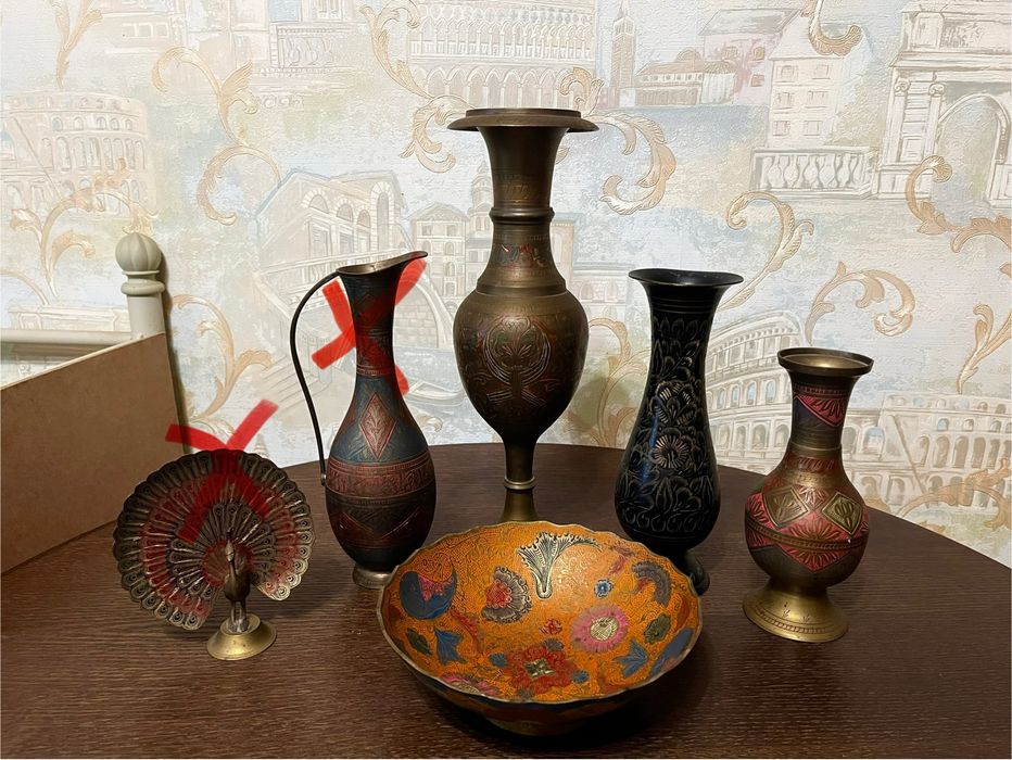 Латунные,индийские вазы,фруктовница.Индия