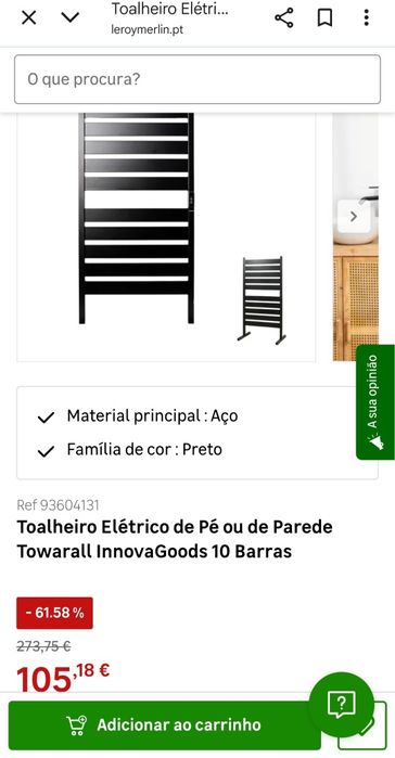 Toalheiro elétrico preto