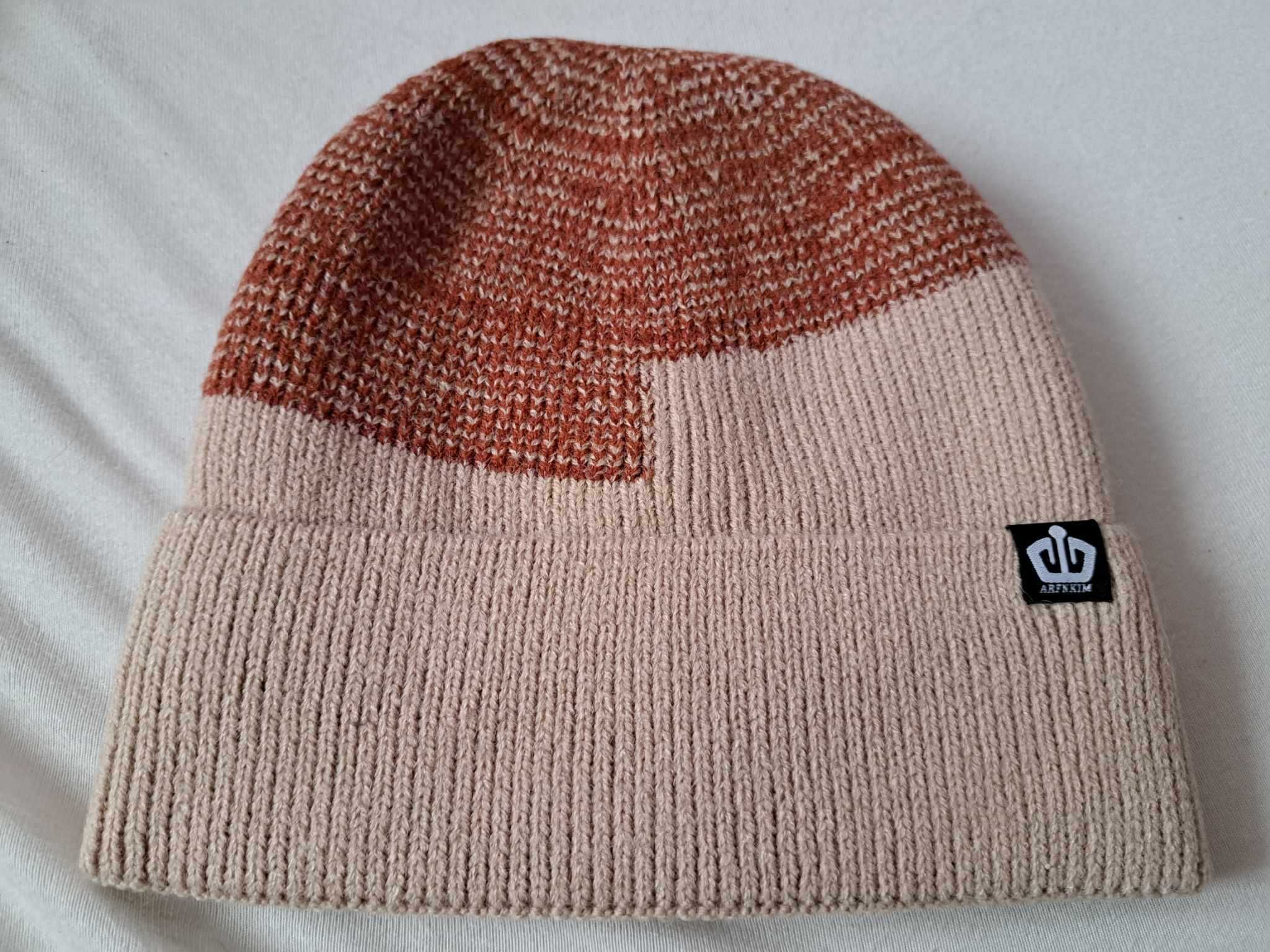 Beżowo-ruda czapka z ociepleniem unisex rozmiar uniwersalny