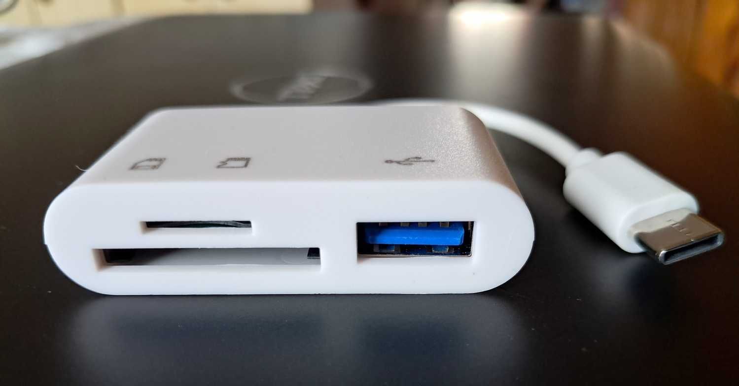 Adapter czytnik kart pamięci 3w1 SD micro TF na USB-C
