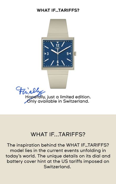 Swatch edição especial Suíça 39% What if... tariffs?
