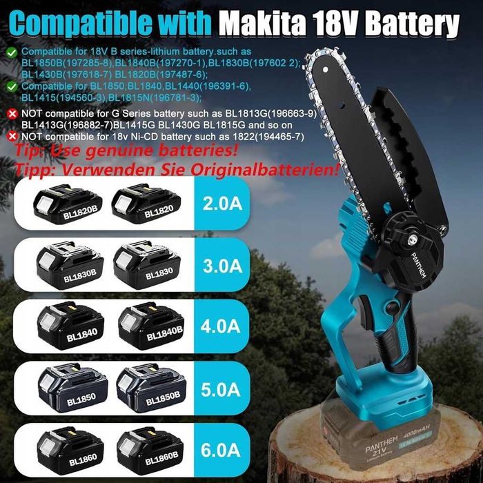 Panthem piła łańcuchowa z wysięgnikiem,kompatybilny z Makita, bez AKU