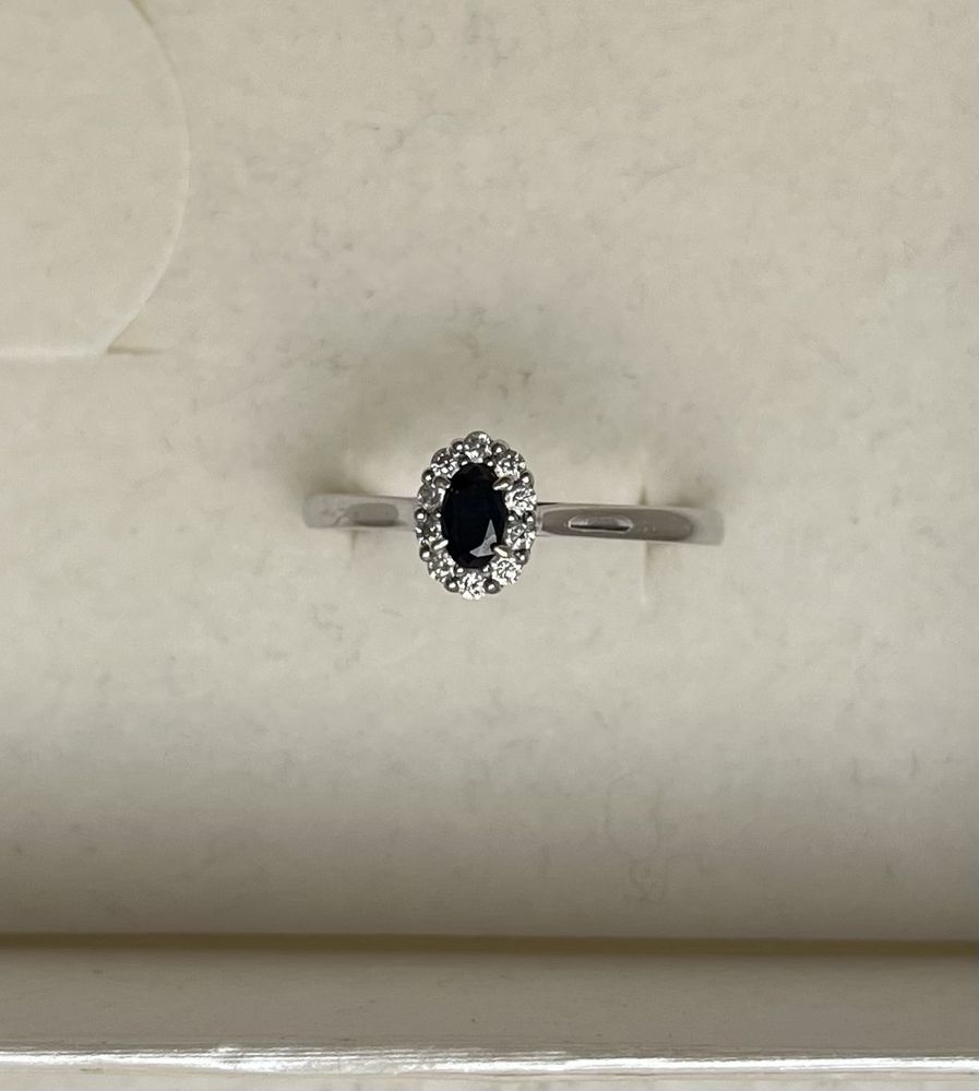 pierscionek białe złoto 585,diamenty,szafit