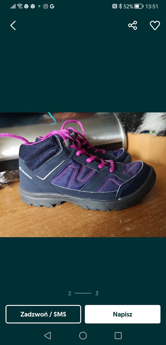 Buty dla dziewczynki jesienne Quechua 35 stan