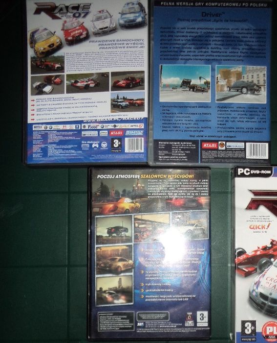 3 gry wyścigowe PC CD DVD BOX, Driver, Race 07, ESR