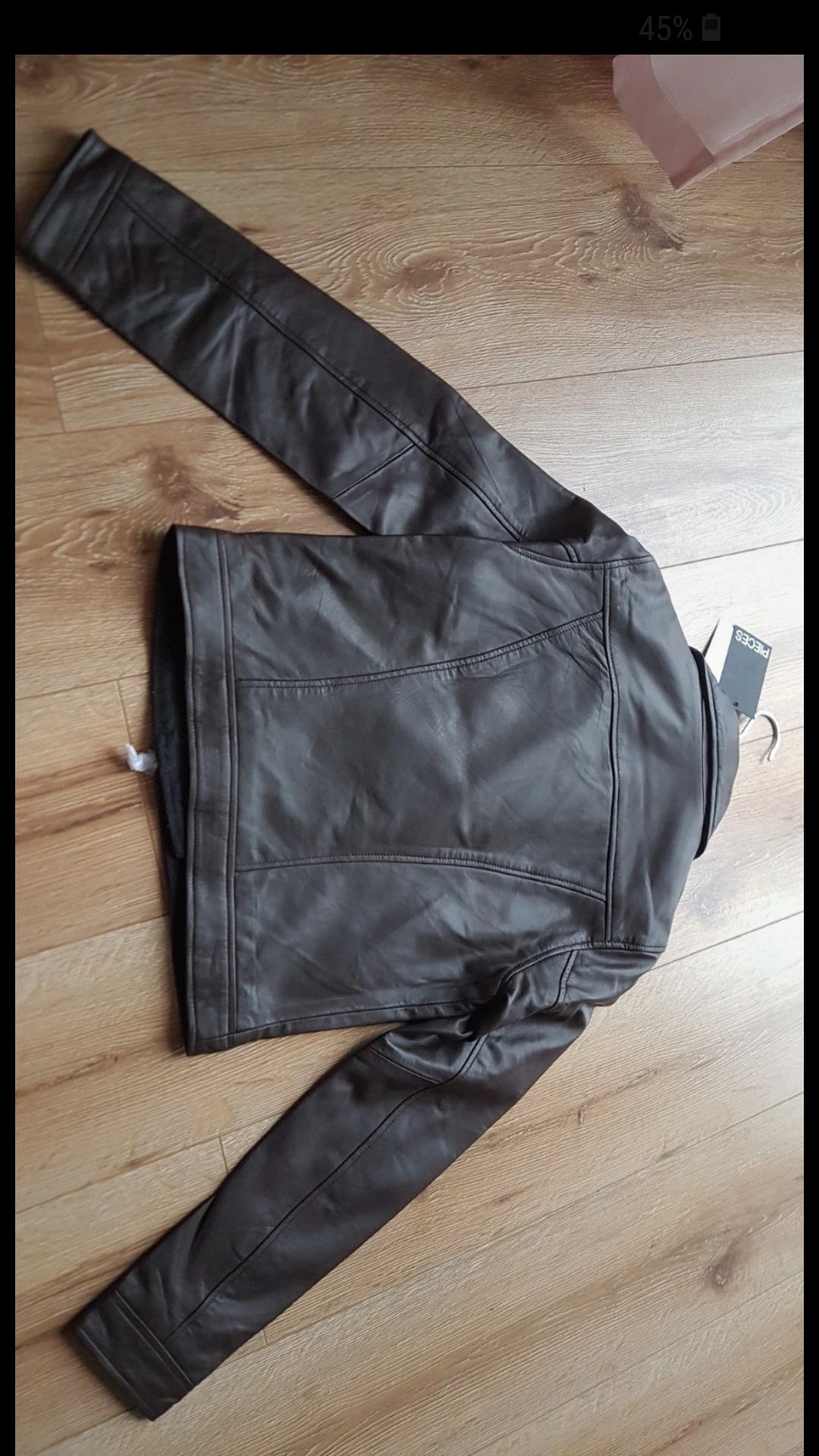 Pieces pcalva leather kurtka ramoneska skórzana motocyklowa skóra brąz