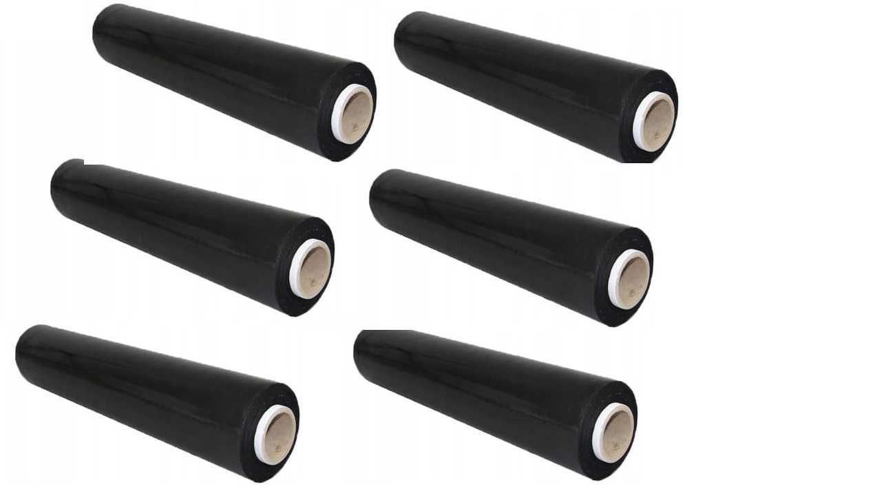 6x Folia stretch czarna 1,5 kg cienka tuleja 300g Pakiet 9kg