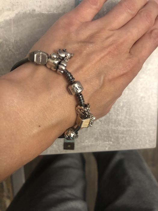 Цепочка браслет шармы pandora раритет биколор