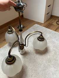 Zestaw 2 lampy - Lampa mosiężna pojedyncza i potrójna w starym stylu