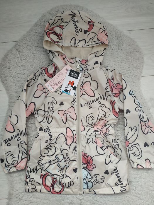 Nowa kurtka dziewczęca z kapturem/Minnie/beżowa/wiosna/jesień/104/110