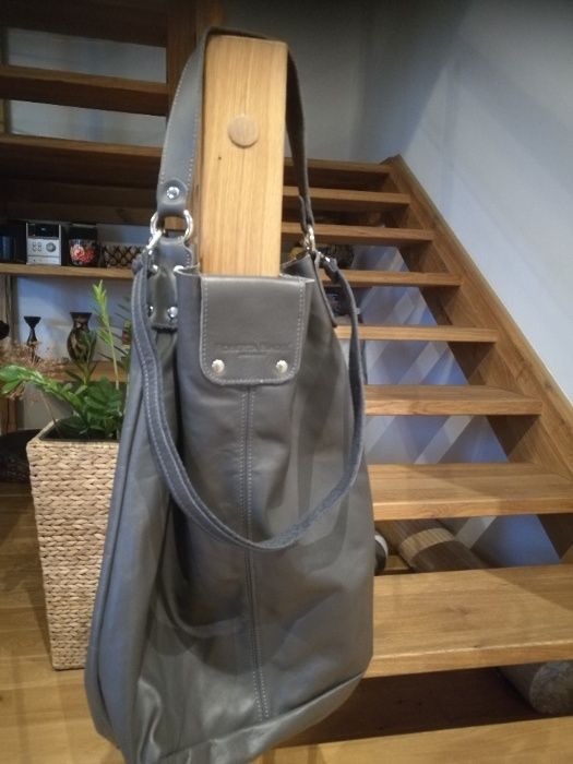 Torba damska skórzana szara