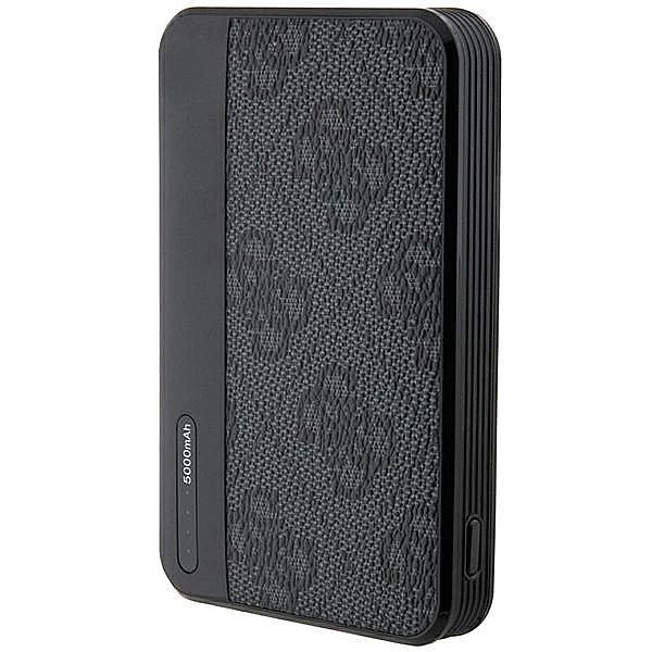 Powerbank Guess 4G Leather Metal Logo 15W 5000mAh - czarny