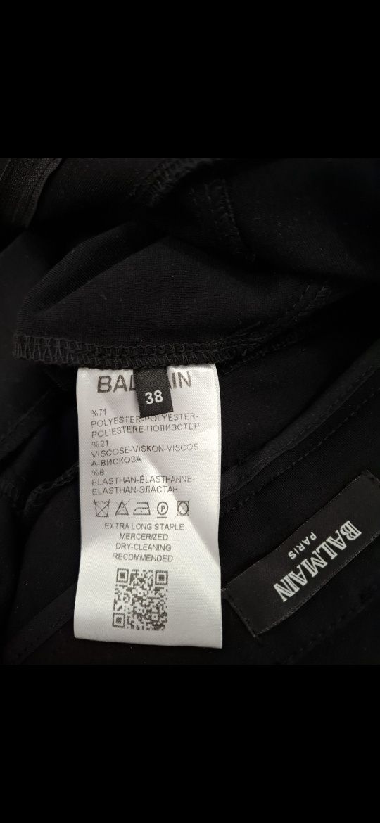 Nowe bez metki czarne eleganckie spodnie Balmain złoty guziki 38