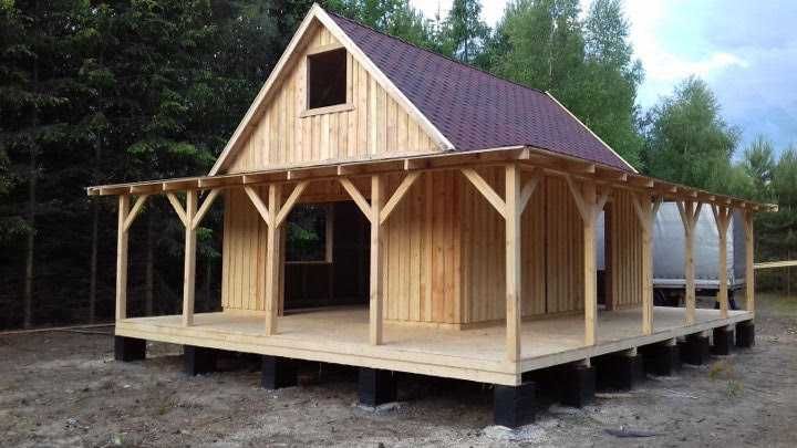 Drewniany domek 7 X 5 z poddaszem użytkowym - NOWY
