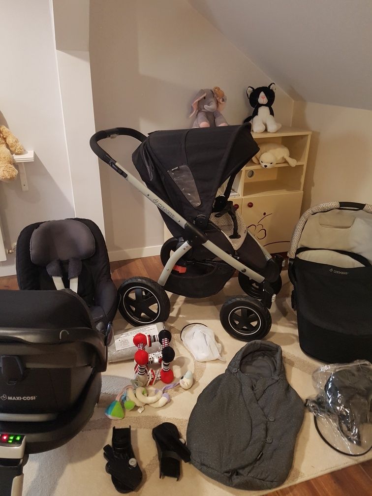 Wózek Maxi Cosi Mura Plus 3w1, 5w1, fotelik i baza, mega zestaw