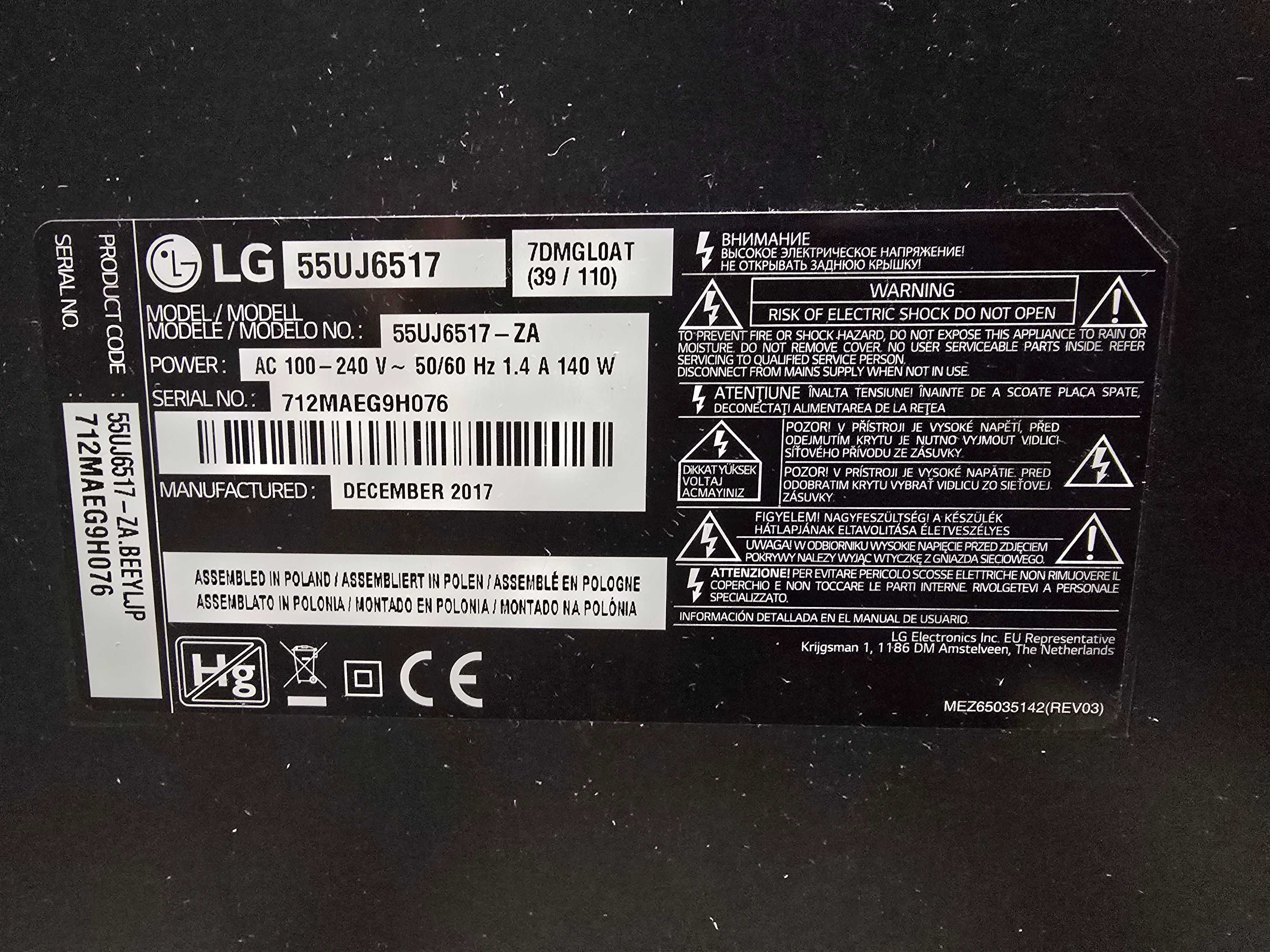 Telewizor LG 55UJ6517 55" LED 4K WebOS