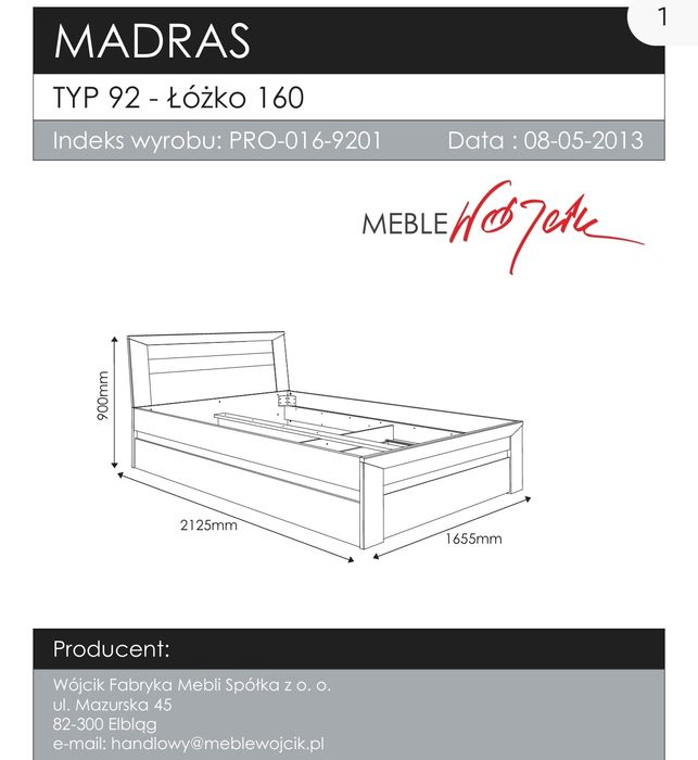 Łóżko drewniane 160x200