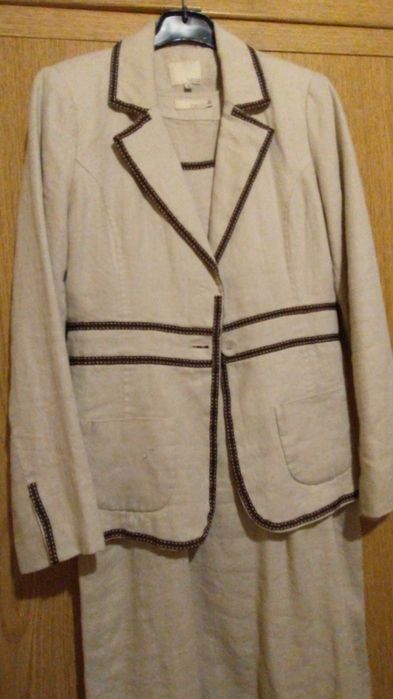 Komplet lniany : żakiet z sukienką
