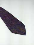Ermenegildo Zegna fioletowy jedwabny krawat paisley vintage wrz139