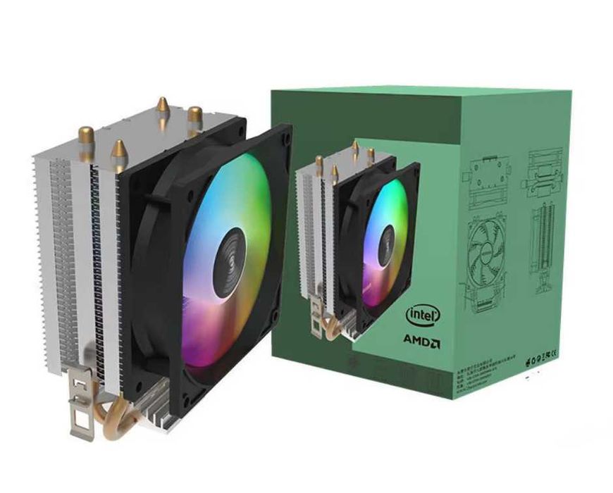 Кулер для процессора TEUCER V90, бесшумный вентилятор RGB, Intel, AMD