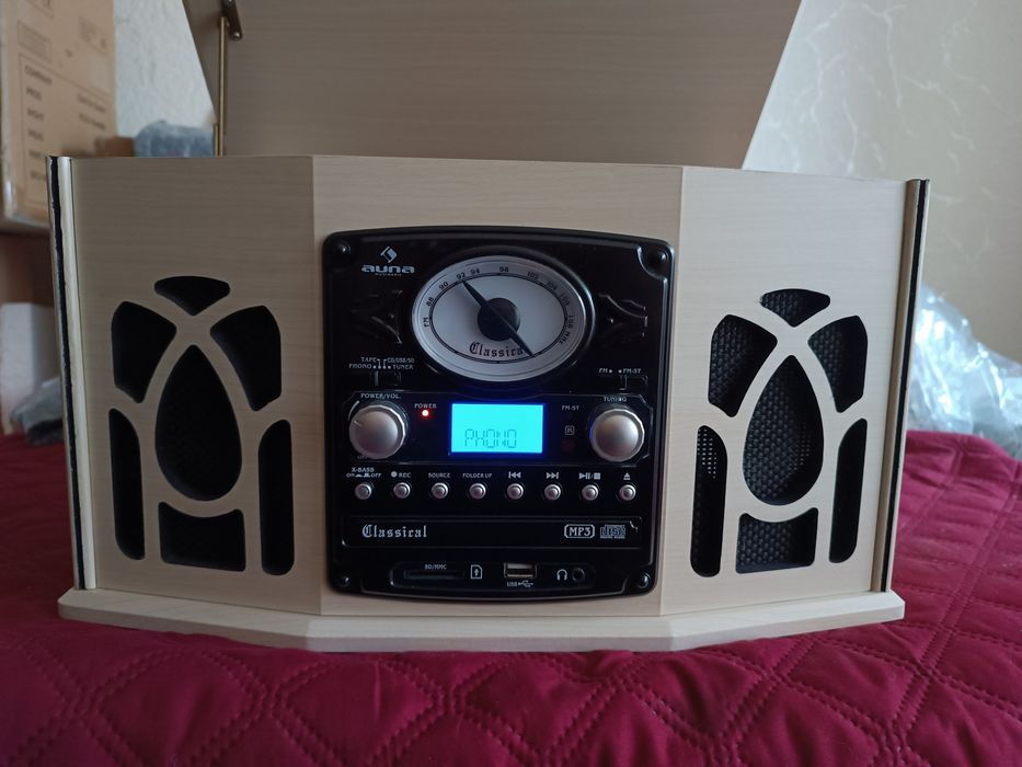 Програвач вінілу Auna NR-620, CD, USB, FM, касета, чорний