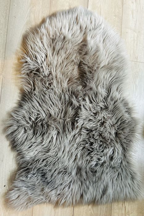 Dywan imitacja skory owczej 60x90 szary jasnobrazowy