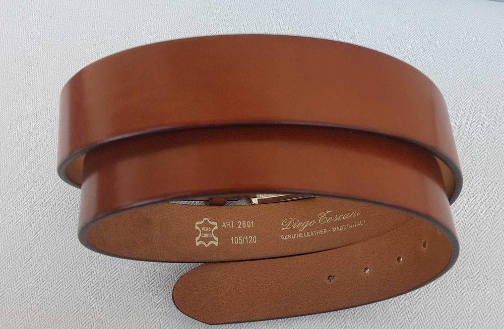 Klasyczny Pasek męski skórzany 100 % skóra licowa BRAZOWY NOWY ITALY