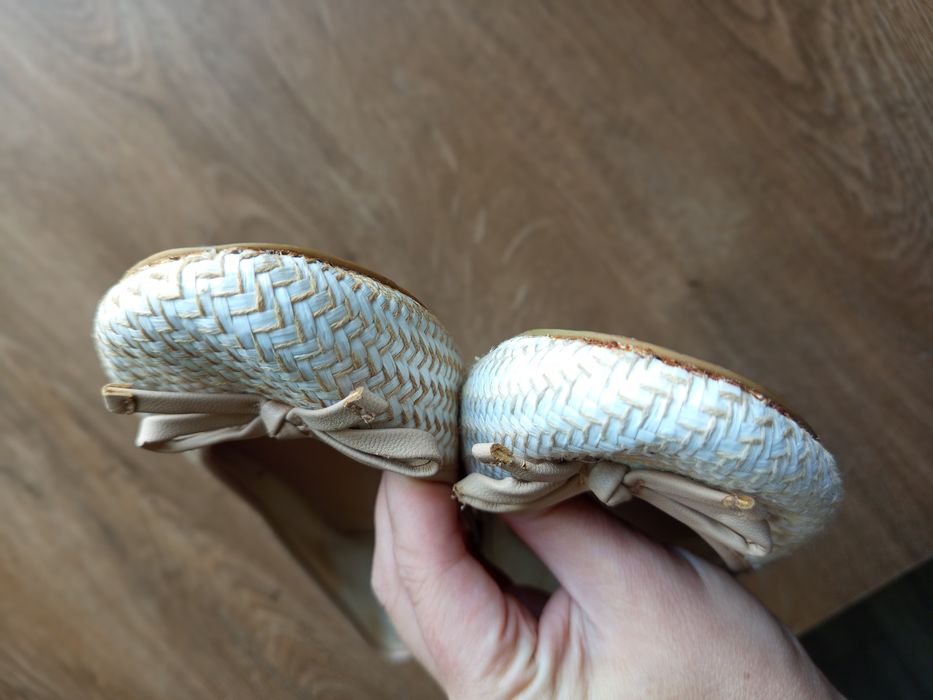 Baleriny damskie plecione brązowe r 39