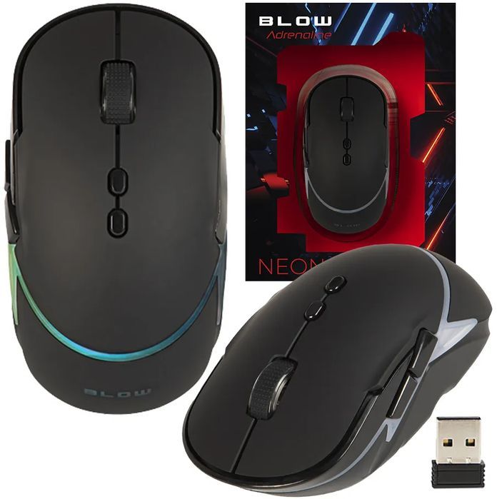 Bezprzewodowa mysz gamingowa BLOW NEON podświetlana LED 84-055#