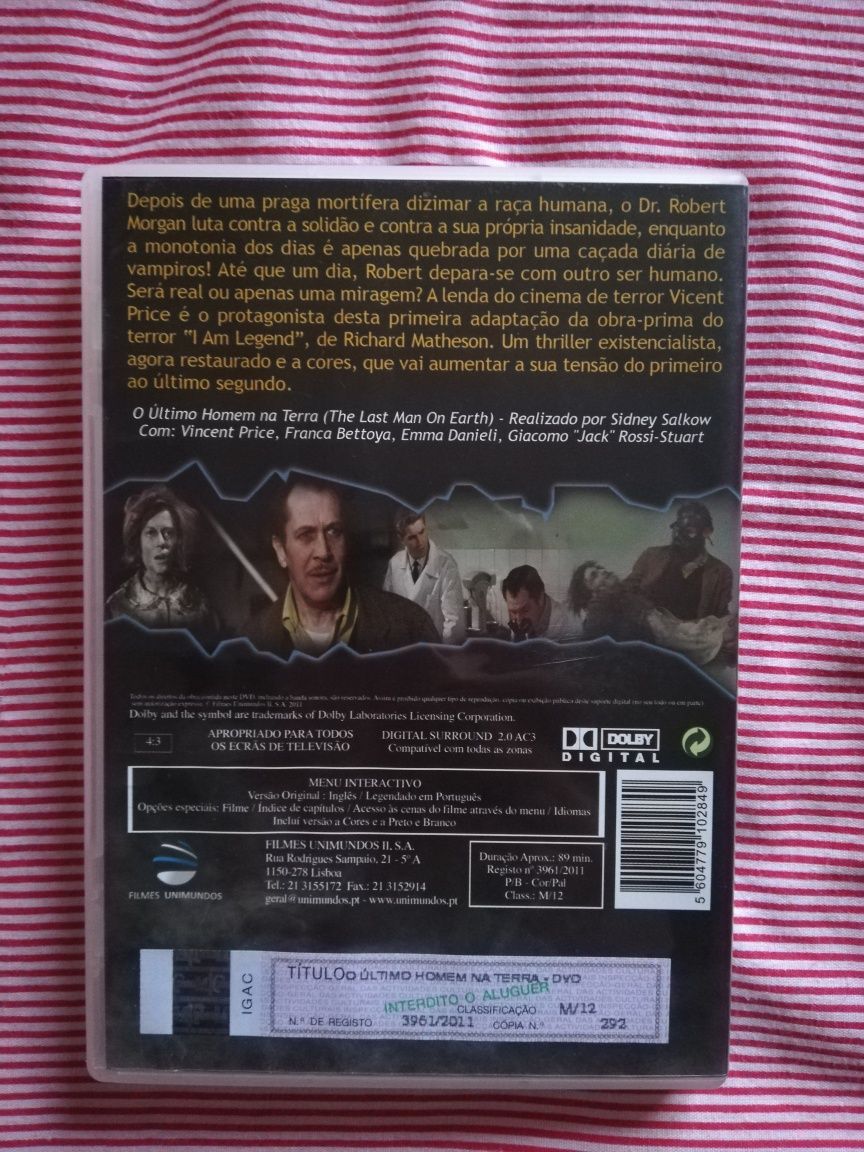Dvd do filme clássico "O Último Homem na Terra" (portes grátis)