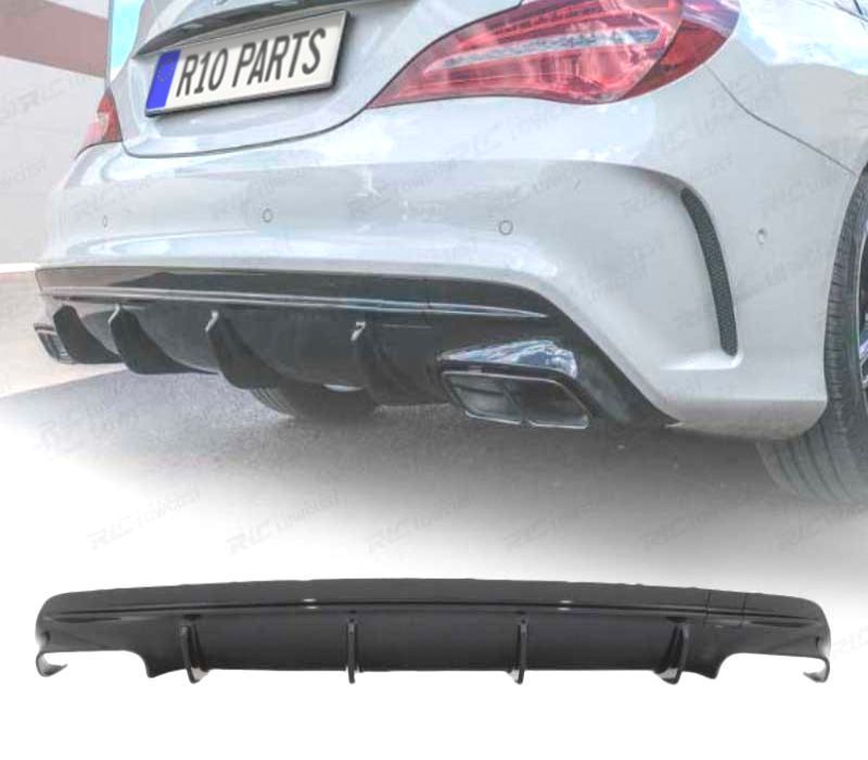 DIFUSOR TRASEIRO MERCEDES CLA W117 13-18 LOOK AMG CLA45 PRETO BRILHANTE