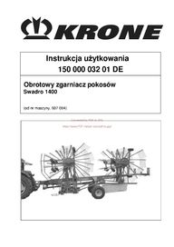 Instrukcja użytkowania zgrabiarka KRONE swadro 1400