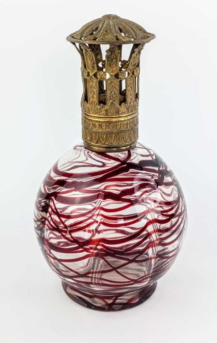 Lampa zapachowa antyczna szkło i mosiądz XIX w.