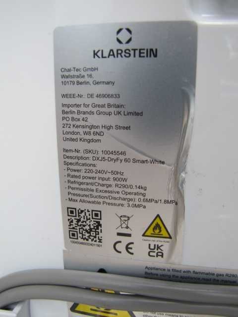 DryFy Connect 60L Smart osuszacz powietrza do 270 m³/h Klarstein