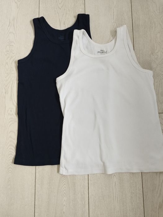Podkoszulki chłopięce bez ramiączek 2szt 152/156