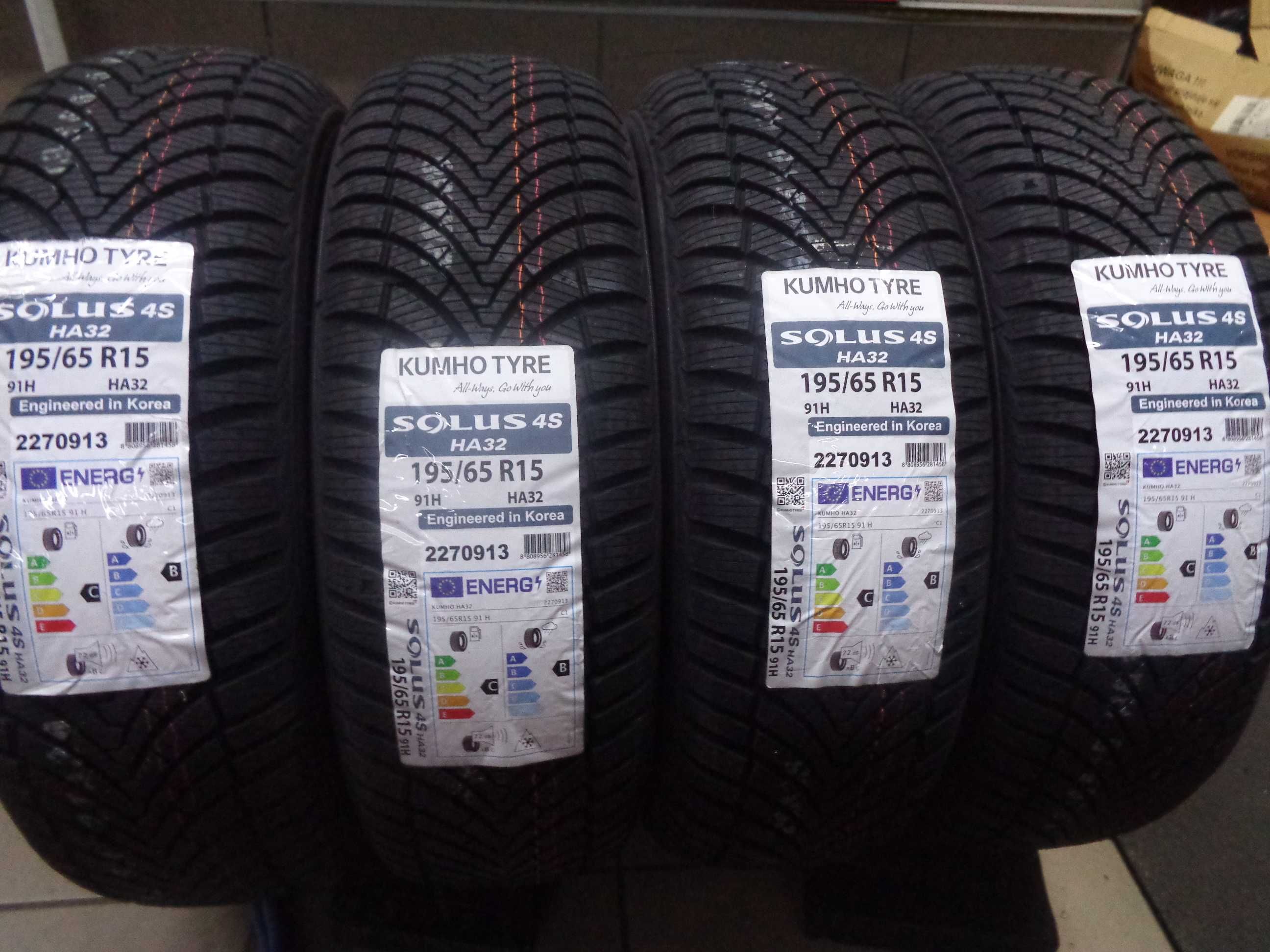195/65R15 KUMHO Solus 4S HA32 , Nowe Opony Całoroczne , ADAC Ranking