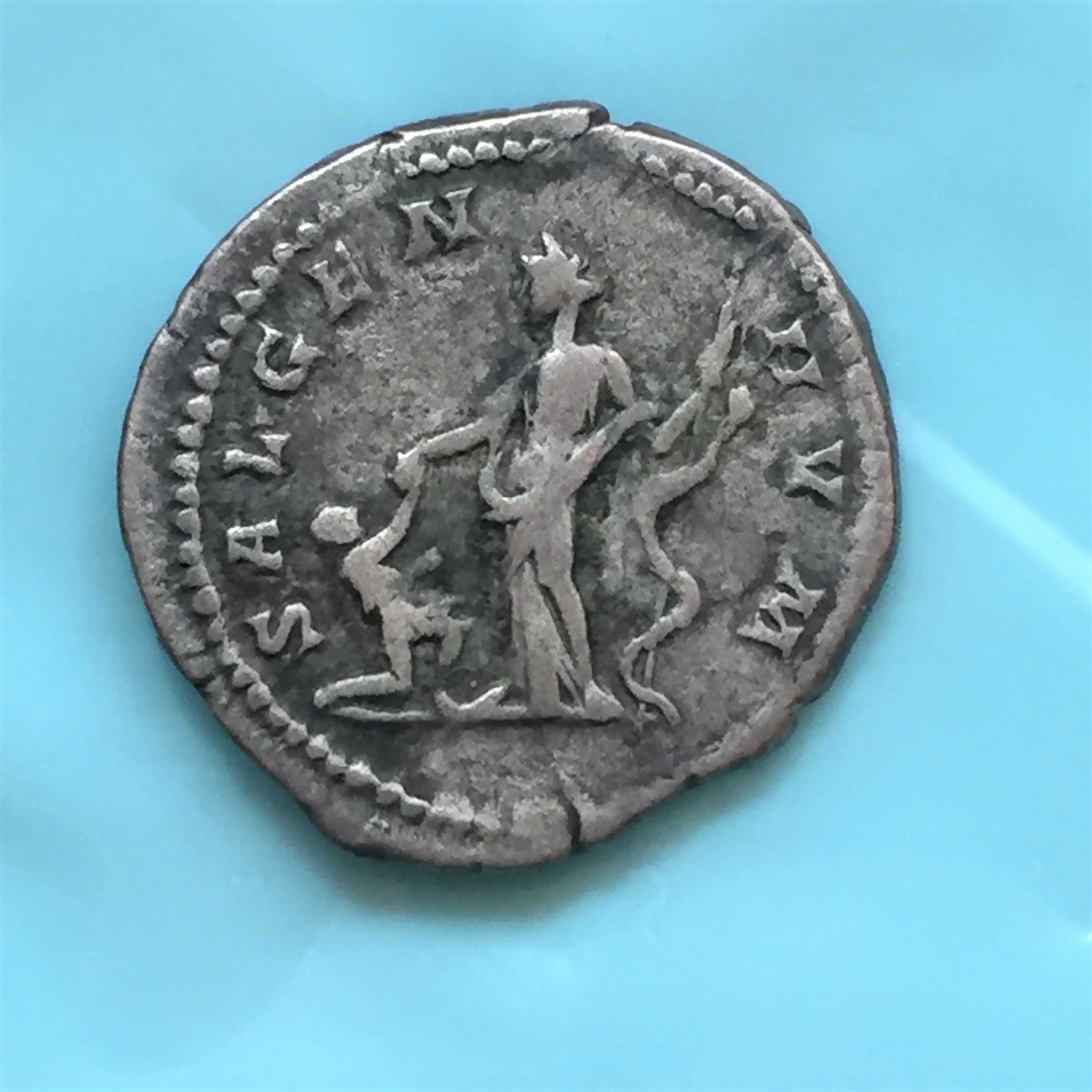 moeda romama-Denário-CARACALLA (198-217)-R/ SAL GEN HVM-prata